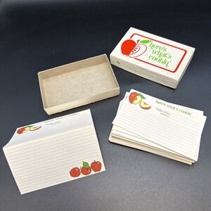 Vintage Blank Unused 29 Double Recipe Cards Apples Here's What's Cookin' Current